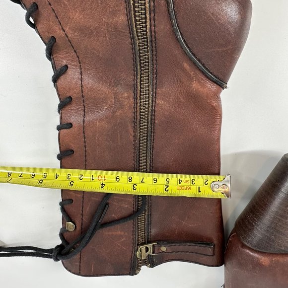 Women’s FOSSIL Leather Boots Size 7 Steampunk Lace Up Heels - Picture 7 of 15